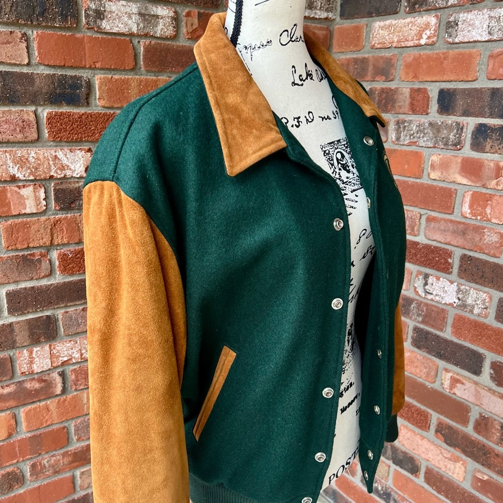 VINTAGE MGM GRAND CASINO LEATHER WOOL JACKET COAT SIZE SMALL - Picture 4 of 14